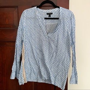 J Crew Linen Top with Gold Side Accents